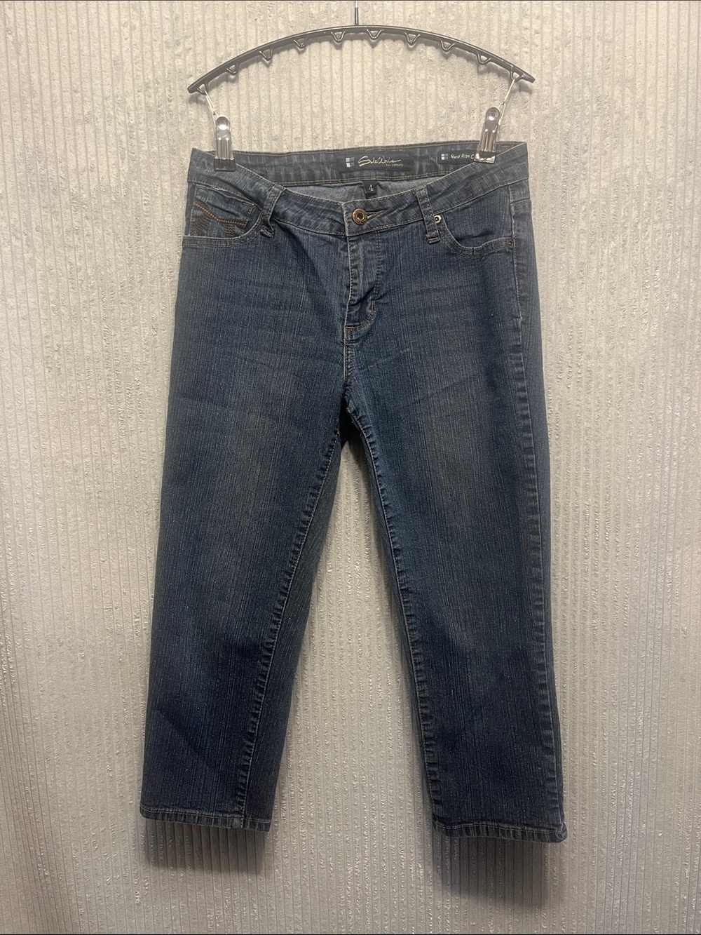 Women's Salt Works Cropped Straight-Leg Jeans in Dark Blue 4